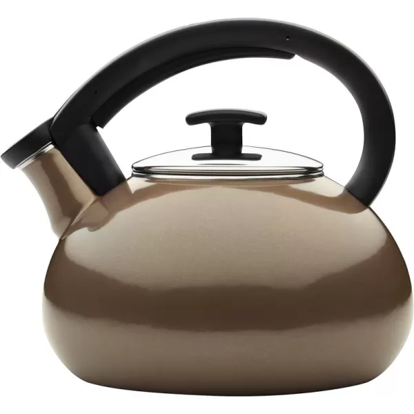 Anolon Enamel on Steel Whistling Kettle/Stovetop Teakettle/Tea Pot, 2 Quart, Umber