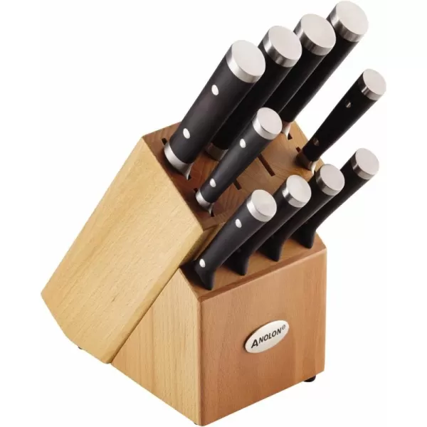 Anolon ImperionDamascus Steel Cutlery Knife Block Set, 5-Piece, Black