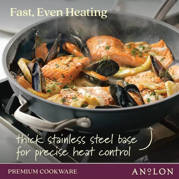 Anolon Accolade Forged Hard Anodized Nonstick Square Grill Pan/Griddle with Spouts, 11 Inch - Moonstone Gray)