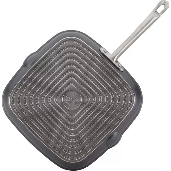 Anolon Accolade Forged Hard Anodized Nonstick Square Grill Pan/Griddle with Spouts, 11 Inch - Moonstone Gray)