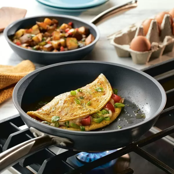 Anolon Accolade Forged Hard Anodized Nonstick Square Grill Pan/Griddle with Spouts, 11 Inch - Moonstone Gray)