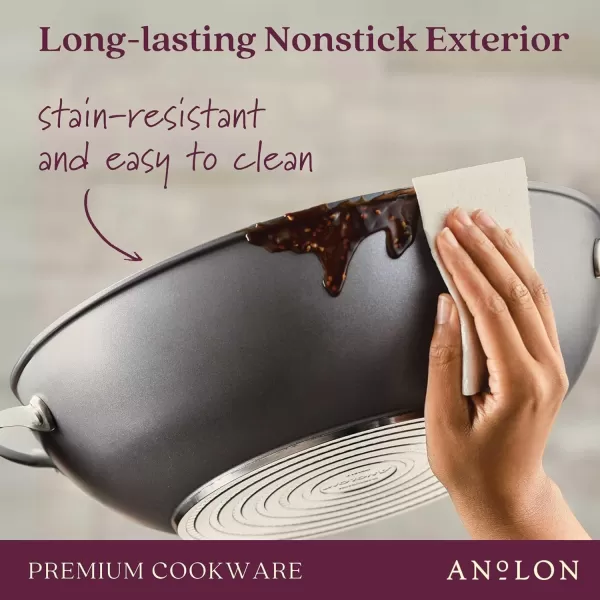 Anolon Accolade Forged Hard Anodized Nonstick Square Grill Pan/Griddle with Spouts, 11 Inch - Moonstone Gray)