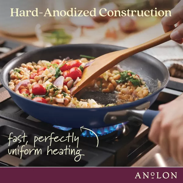 Anolon Advanced Hard-Anodized Nonstick 12-Inch Deep Frying Pan with Glass Lid / Nonstick Skillet, 12 Inch, Bronze