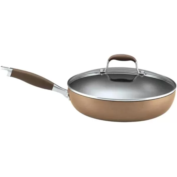 Anolon Advanced Hard-Anodized Nonstick 12-Inch Deep Frying Pan with Glass Lid / Nonstick Skillet, 12 Inch, Bronze