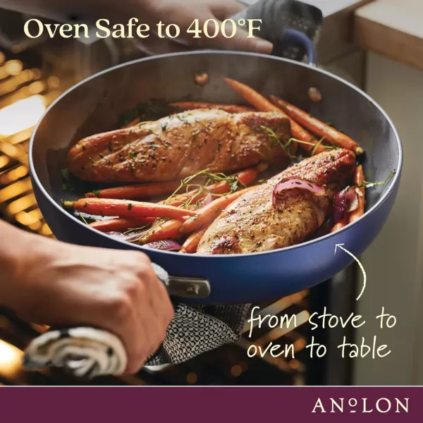 Anolon Advanced Hard-Anodized Nonstick 12-Inch Deep Frying Pan with Glass Lid / Nonstick Skillet, 12 Inch, Bronze