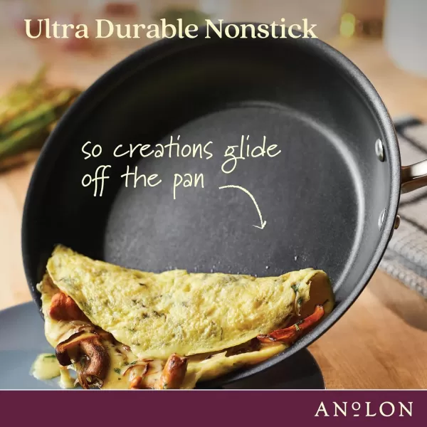 Anolon Advanced Hard-Anodized Nonstick 12-Inch Deep Frying Pan with Glass Lid / Nonstick Skillet, 12 Inch, Bronze
