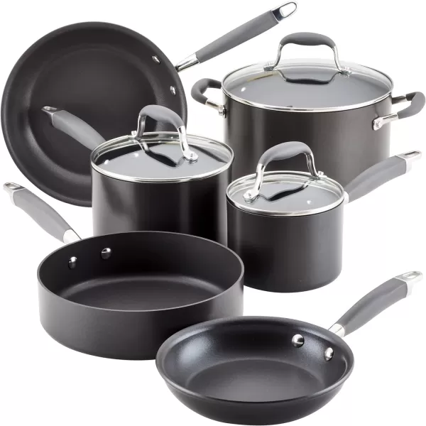 Anolon Advanced Hard Anodized Nonstick Cookware Pots and Pans Set, 11-Piece, Gray