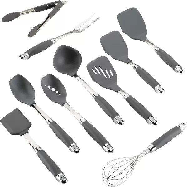 Anolon Advanced Hard Anodized Nonstick Cookware Pots and Pans Set, 11-Piece, Gray
