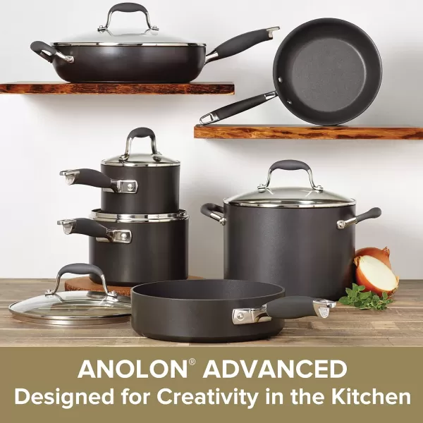 Anolon Advanced Hard Anodized Nonstick Cookware Pots and Pans Set, 11-Piece, Gray
