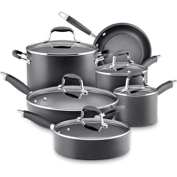 Anolon Advanced Hard Anodized Nonstick Cookware Pots and Pans Set, 11-Piece, Gray