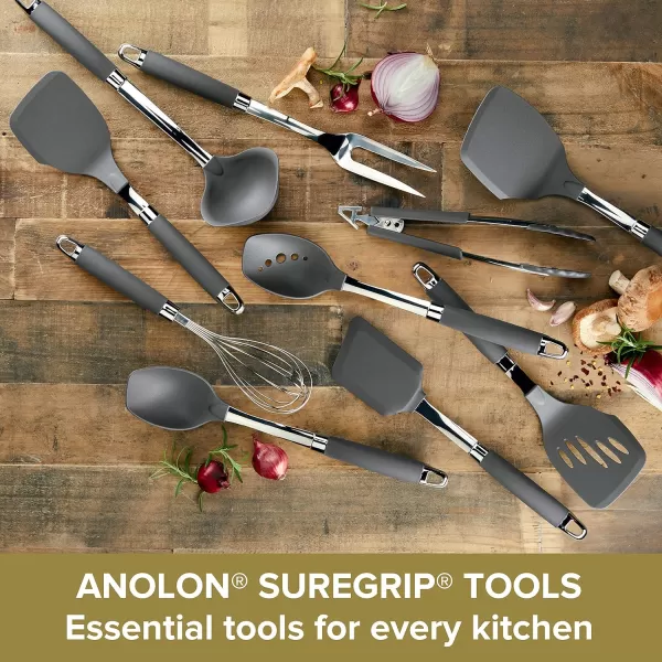 Anolon Advanced Hard Anodized Nonstick Cookware Pots and Pans Set, 11-Piece, Gray