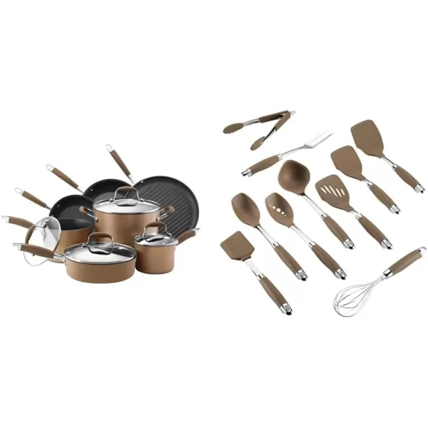 Anolon Advanced Hard Anodized Nonstick Cookware Pots and Pans Set, 11-Piece, Gray