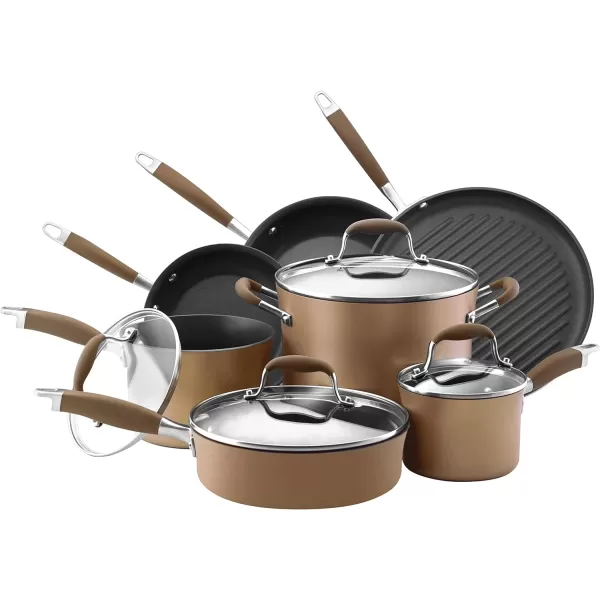 Anolon Advanced Hard Anodized Nonstick Cookware Pots and Pans Set, 11-Piece, Gray