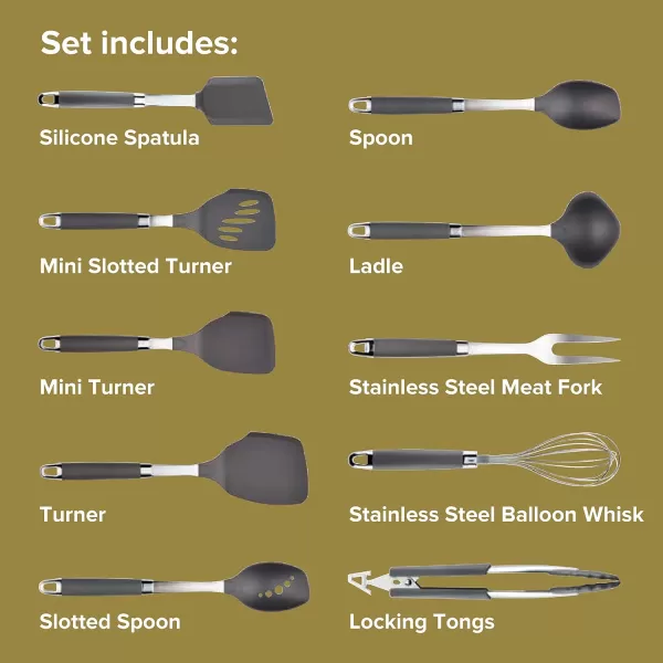 Anolon Advanced Hard Anodized Nonstick Cookware Pots and Pans Set, 11-Piece, Gray
