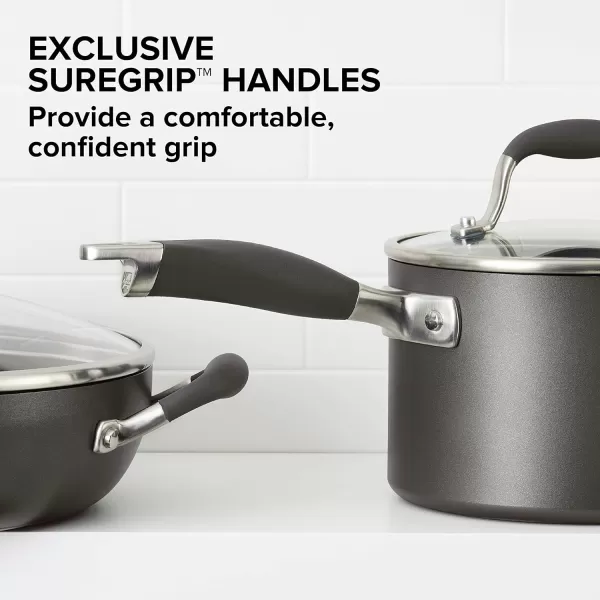 Anolon Advanced Hard Anodized Nonstick Cookware Pots and Pans Set, 11-Piece, Gray