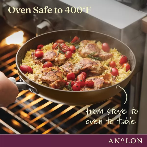 Anolon Advanced Hard Anodized Nonstick Frying Pan/ Fry Saute All Purpose Pan with Lid - 12 Inch, Gray