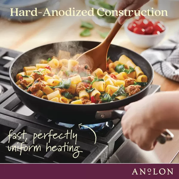 Anolon Advanced Hard Anodized Nonstick Frying Pan/ Fry Saute All Purpose Pan with Lid - 12 Inch, Gray