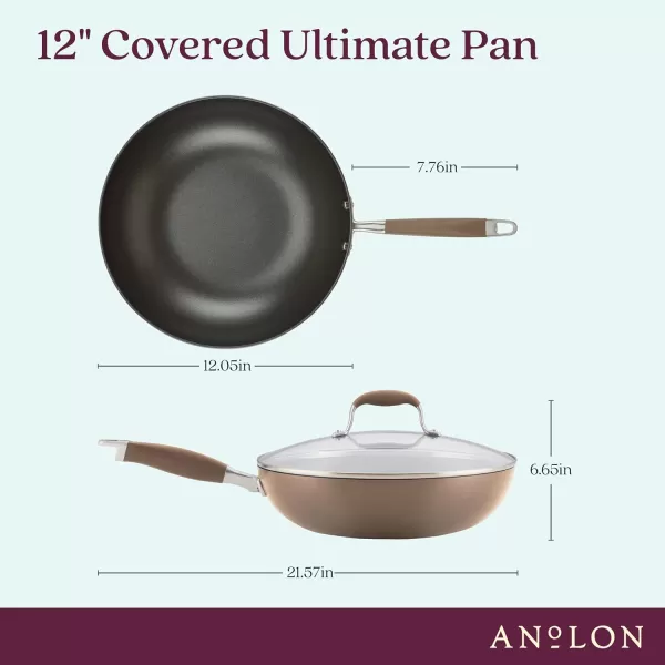 Anolon Advanced Hard Anodized Nonstick Frying Pan/ Fry Saute All Purpose Pan with Lid - 12 Inch, Gray