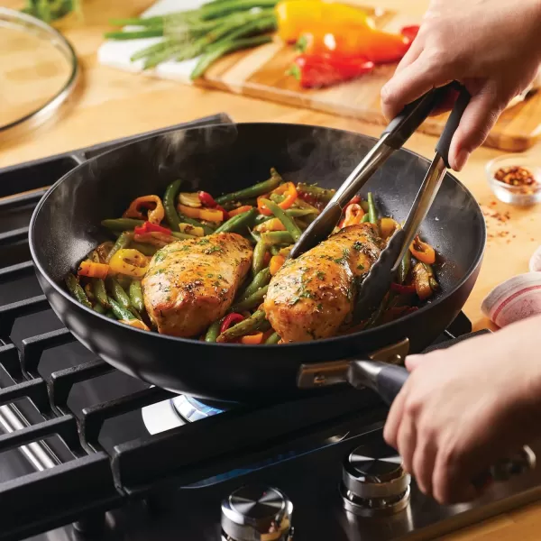Anolon Advanced Hard Anodized Nonstick Frying Pan/ Fry Saute All Purpose Pan with Lid - 12 Inch, Gray