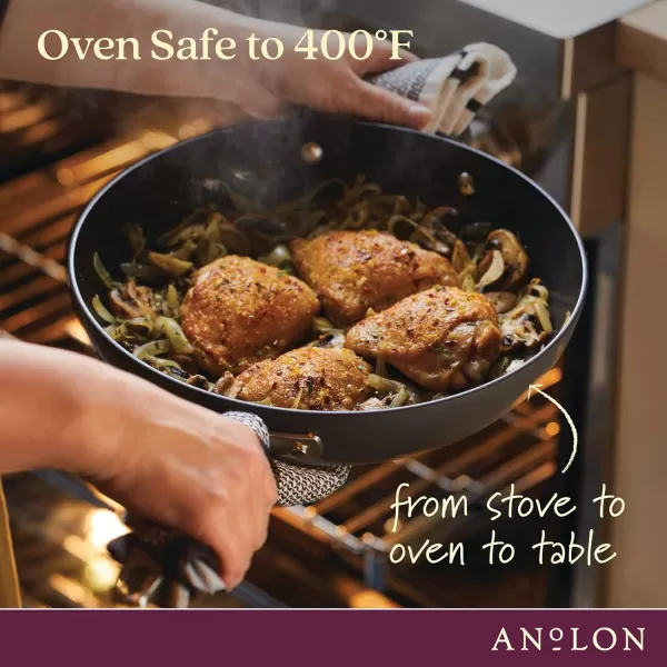 Anolon Advanced Hard Anodized Nonstick Frying Pan/ Fry Saute All Purpose Pan with Lid - 12 Inch, Gray