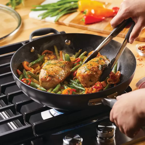 Anolon Advanced Hard Anodized Nonstick Frying Pan/ Fry Saute All Purpose Pan with Lid - 12 Inch, Gray