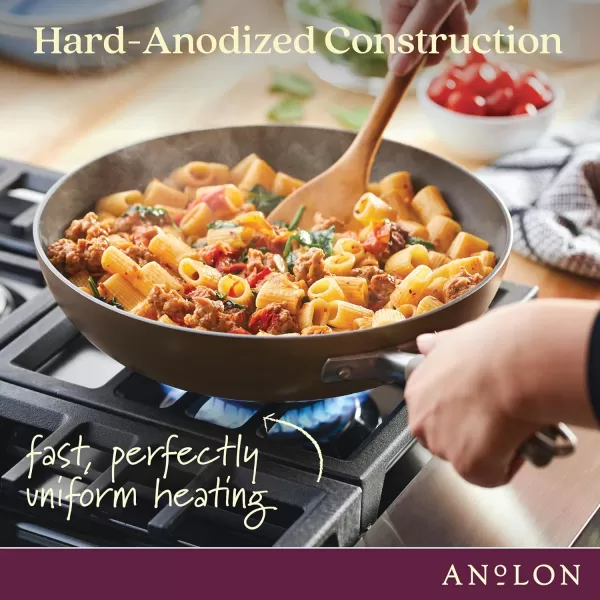 Anolon Advanced Hard Anodized Nonstick Frying Pan/ Fry Saute All Purpose Pan with Lid - 12 Inch, Gray