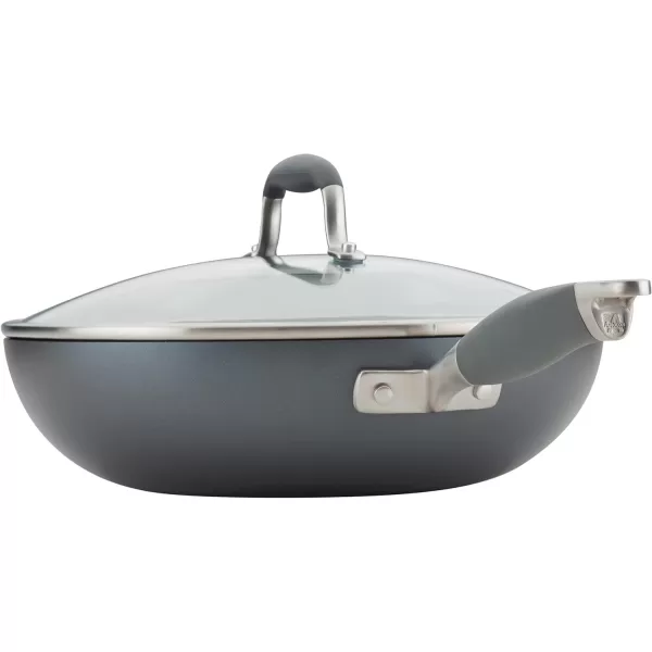Anolon Advanced Hard Anodized Nonstick Frying Pan/ Fry Saute All Purpose Pan with Lid - 12 Inch, Gray