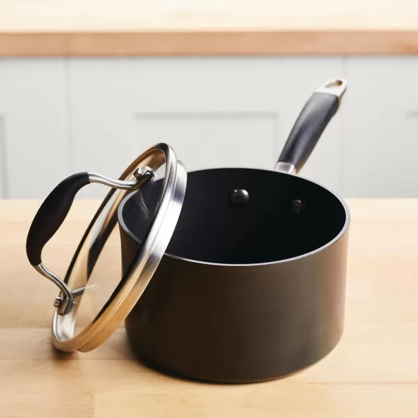 Anolon Advanced Home Hard Anodized Nonstick Sauce Pan/Saucepan with Straining and Lid, 2 Quart 