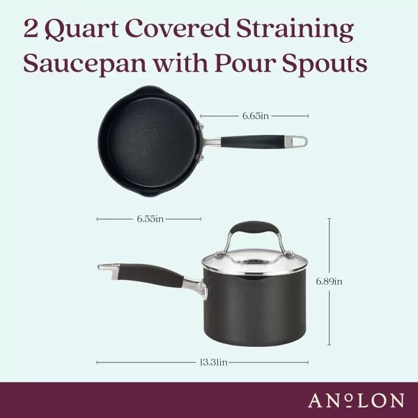 Anolon Advanced Home Hard Anodized Nonstick Sauce Pan/Saucepan with Straining and Lid, 2 Quart 