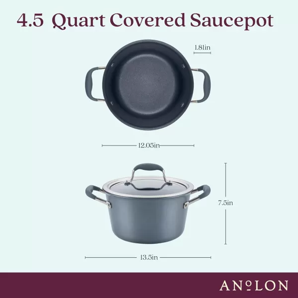 Anolon Advanced Home Hard Anodized Nonstick Sauce Pan/Saucepan with Straining and Lid, 2 Quart 