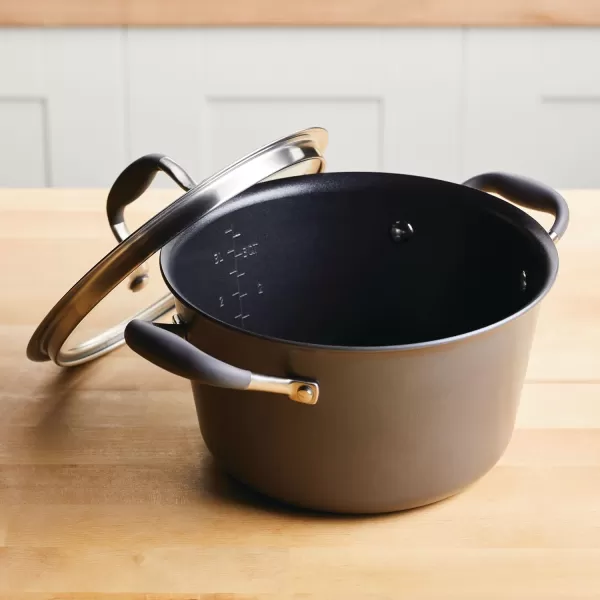 Anolon Advanced Home Hard Anodized Nonstick Sauce Pan/Saucepan with Straining and Lid, 2 Quart 