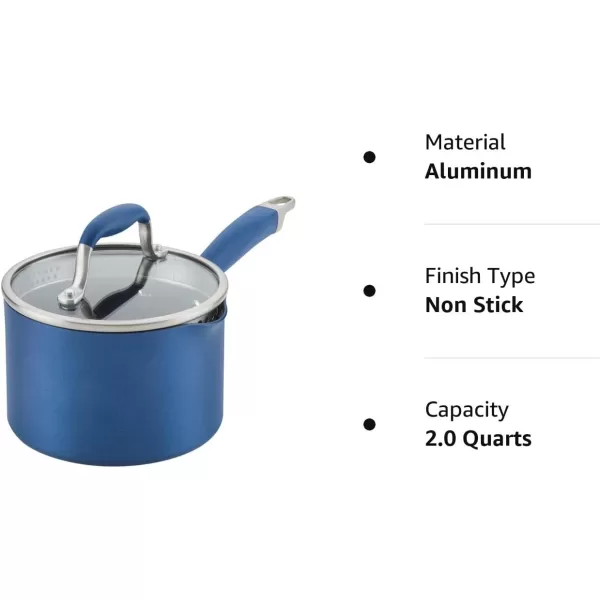 Anolon Advanced Home Hard Anodized Nonstick Sauce Pan/Saucepan with Straining and Lid, 2 Quart 