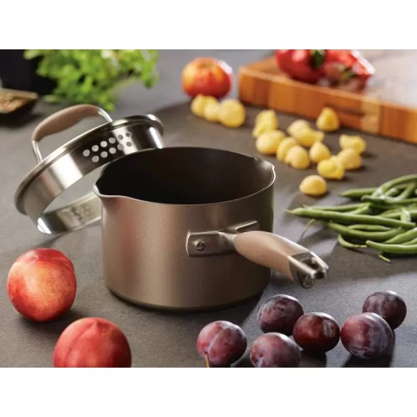 Anolon Advanced Home Hard Anodized Nonstick Sauce Pan/Saucepan with Straining and Lid, 2 Quart 
