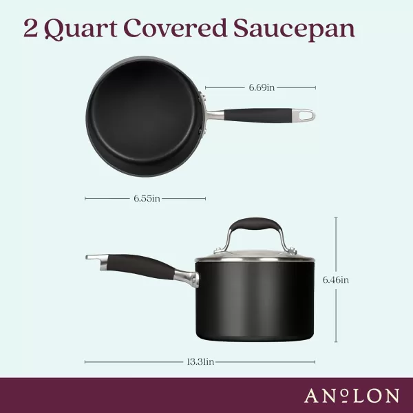 Anolon Advanced Home Hard Anodized Nonstick Sauce Pan/Saucepan with Straining and Lid, 2 Quart 