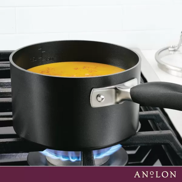 Anolon Advanced Home Hard Anodized Nonstick Sauce Pan/Saucepan with Straining and Lid, 2 Quart 