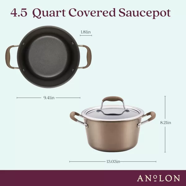 Anolon Advanced Home Hard Anodized Nonstick Sauce Pan/Saucepan with Straining and Lid, 2 Quart 