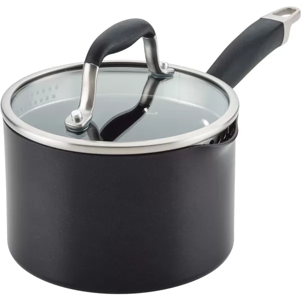 Anolon Advanced Home Hard Anodized Nonstick Sauce Pan/Saucepan with Straining and Lid, 2 Quart 