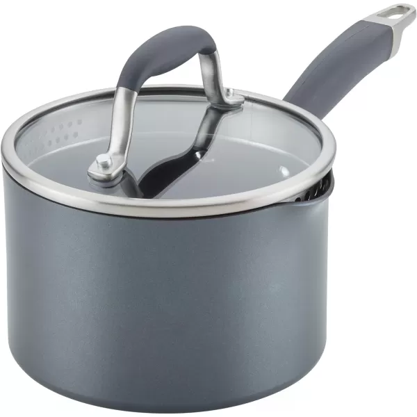 Anolon Advanced Home Hard Anodized Nonstick Sauce Pan/Saucepan with Straining and Lid, 2 Quart 
