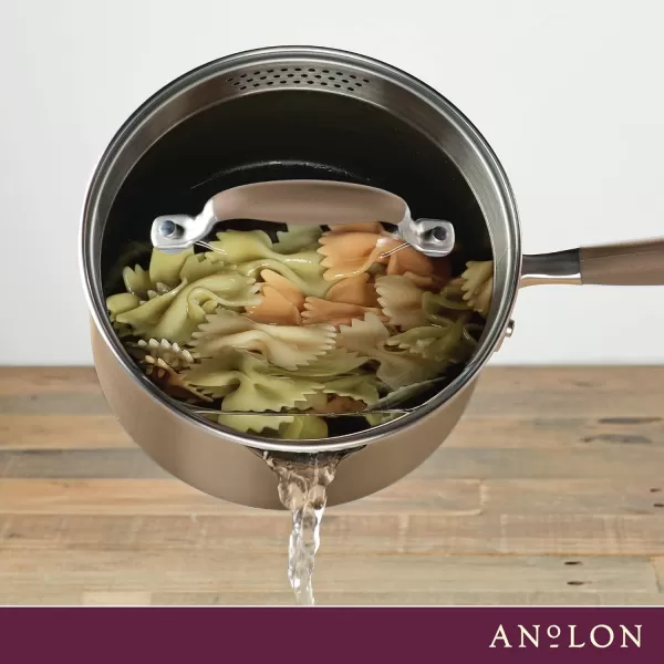 Anolon Advanced Home Hard Anodized Nonstick Sauce Pan/Saucepan with Straining and Lid, 2 Quart 