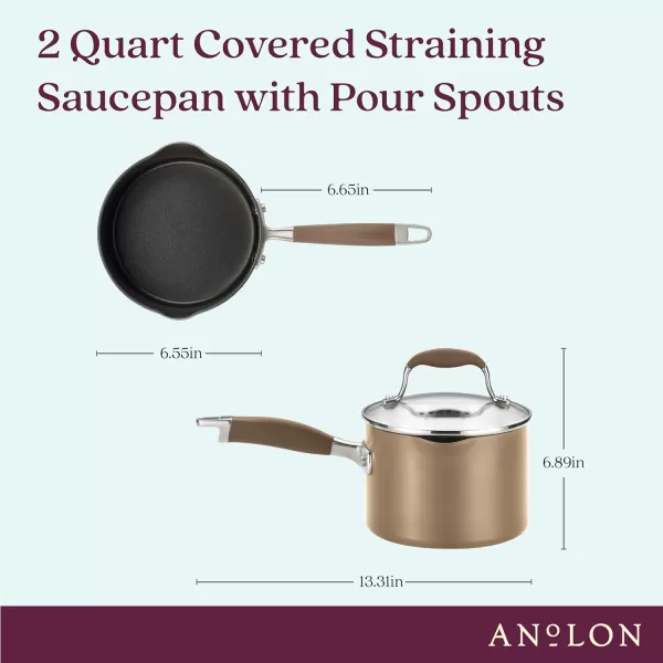 Anolon Advanced Home Hard Anodized Nonstick Sauce Pan/Saucepan with Straining and Lid, 2 Quart 