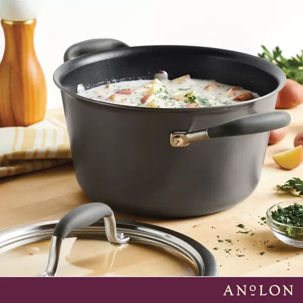 Anolon Advanced Home Hard Anodized Nonstick Sauce Pan/Saucepan with Straining and Lid, 2 Quart 