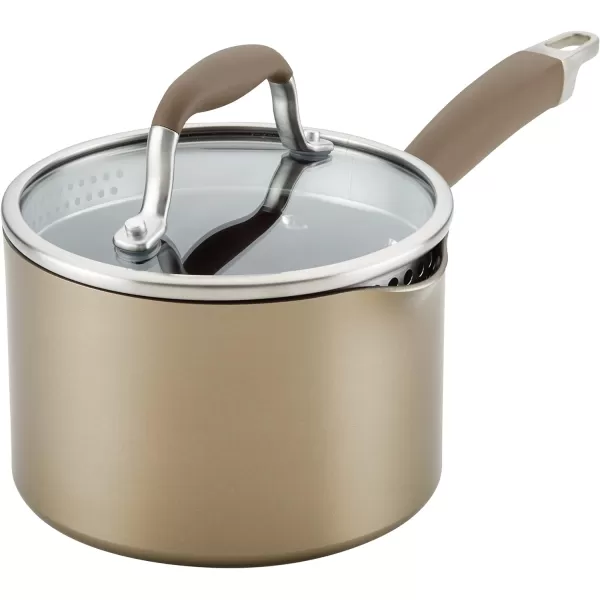 Anolon Advanced Home Hard Anodized Nonstick Sauce Pan/Saucepan with Straining and Lid, 2 Quart 