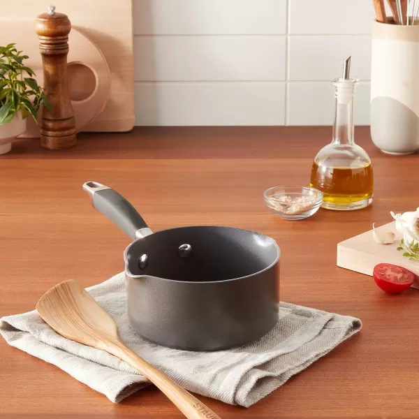 Anolon Advanced Home Hard Anodized Nonstick Sauce Pan/Saucepan with Straining and Lid, 2 Quart 