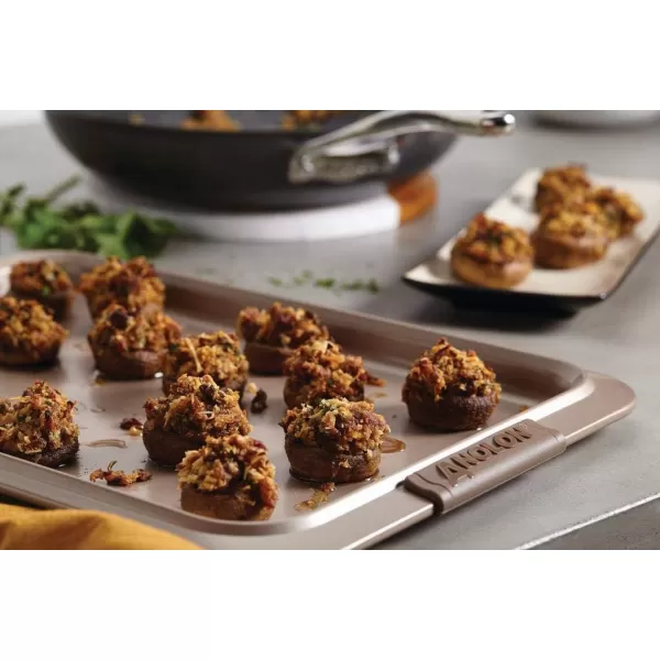 Anolon Advanced Nonstick Bakeware Cookie Pan Set/Baking Sheets with Silicone Grips, 11" x 17", Bronze