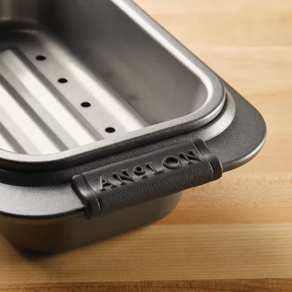 Anolon Advanced Nonstick Bakeware Meatloaf/Loaf Pan Set with Grips and Insert, 2 Piece, Gray
