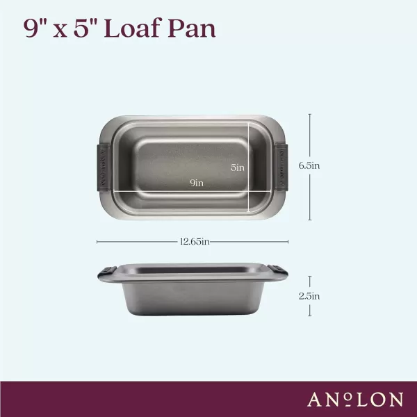 Anolon Advanced Nonstick Bakeware Meatloaf/Loaf Pan Set with Grips and Insert, 2 Piece, Gray