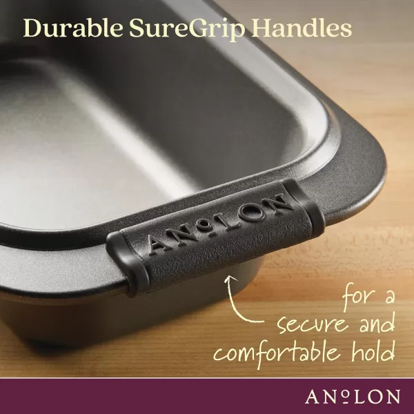 Anolon Advanced Nonstick Bakeware Meatloaf/Loaf Pan Set with Grips and Insert, 2 Piece, Gray
