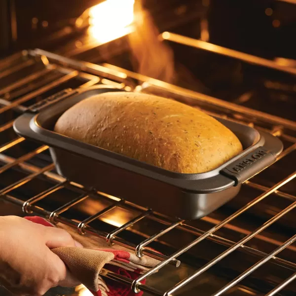 Anolon Advanced Nonstick Bakeware Meatloaf/Loaf Pan Set with Grips and Insert, 2 Piece, Gray