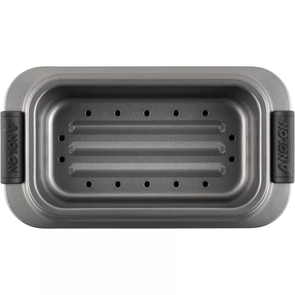 Anolon Advanced Nonstick Bakeware Meatloaf/Loaf Pan Set with Grips and Insert, 2 Piece, Gray