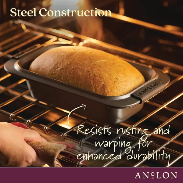 Anolon Advanced Nonstick Bakeware Meatloaf/Loaf Pan Set with Grips and Insert, 2 Piece, Gray